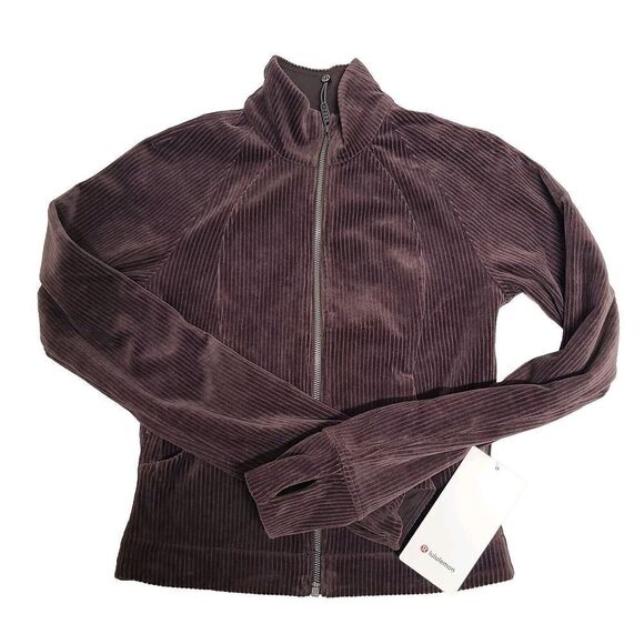 Lululemon Scuba Track Jacket Velvet Cord ESPR Brown Women's Size 4 NWT - Picture 11 of 12